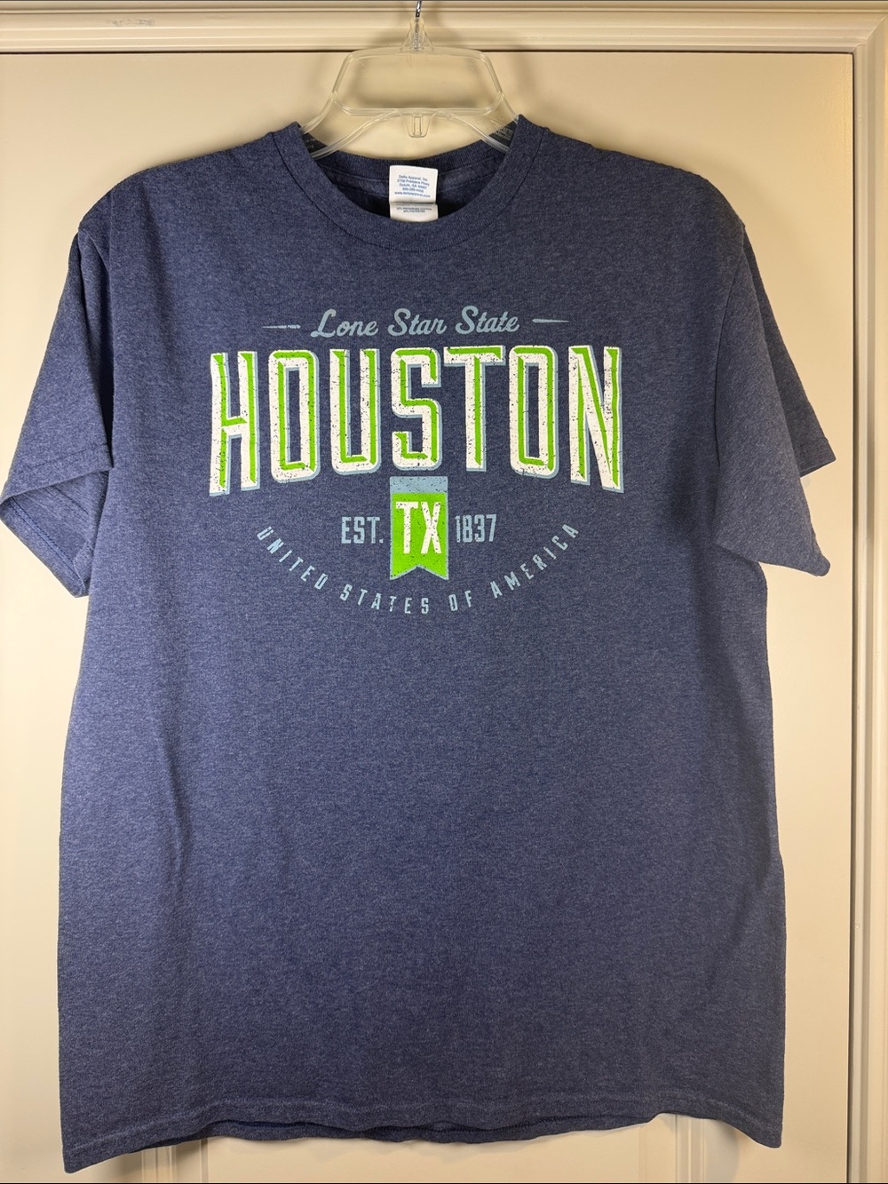 Delta Navy Blue Houston Tee with Lime and White Graphic - Size M